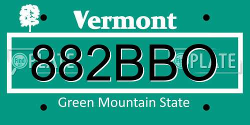 882BBO Vermont License Plate