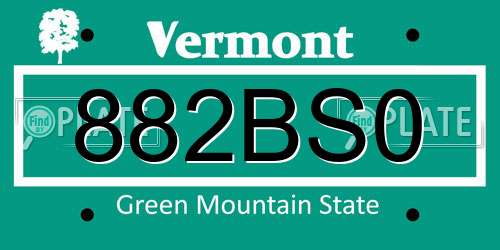 882BS0 Vermont License Plate