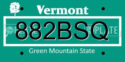 882BSQ Vermont License Plate
