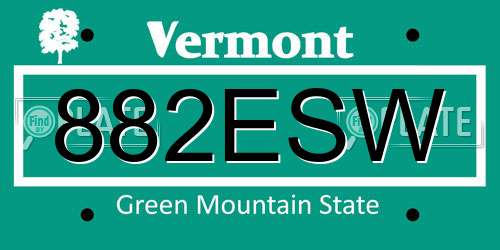882ESW Vermont License Plate