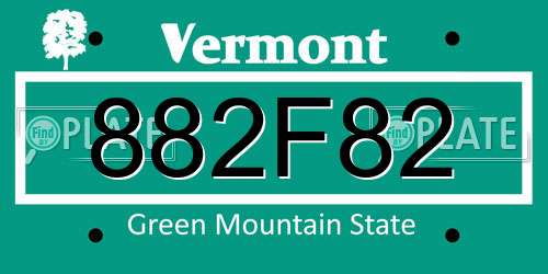 882F82 Vermont License Plate