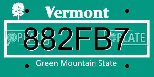 882FB7 Vermont License Plate