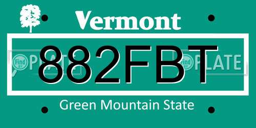 882FBT Vermont License Plate