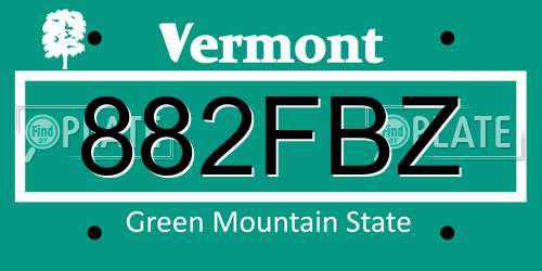 882FBZ Vermont License Plate