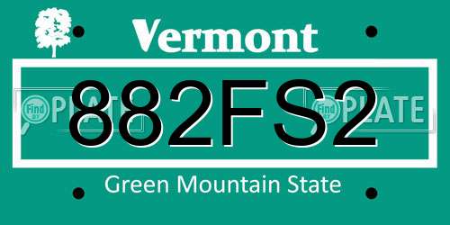 882FS2 Vermont License Plate
