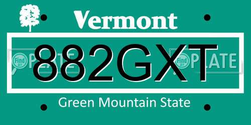 882GXT Vermont License Plate
