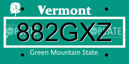 882GXZ Vermont License Plate