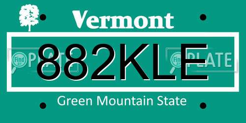 882KLE Vermont License Plate
