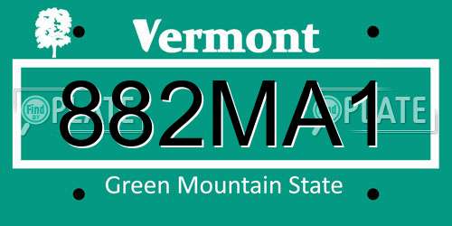 882MA1 Vermont License Plate
