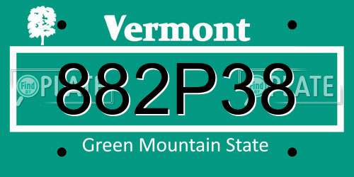 882P38 Vermont License Plate