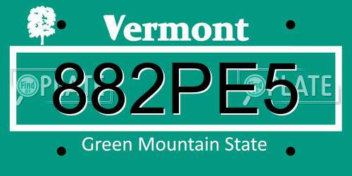 882PE5 Vermont License Plate