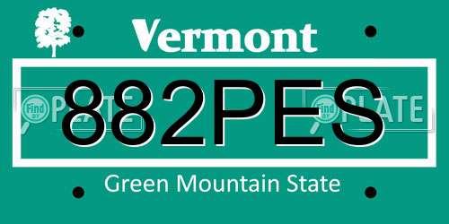 882PES Vermont License Plate