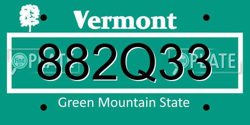 882Q33 Vermont License Plate