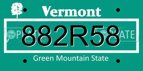 882R58 Vermont License Plate