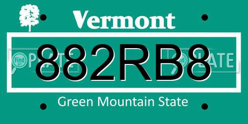 882RB8 Vermont License Plate