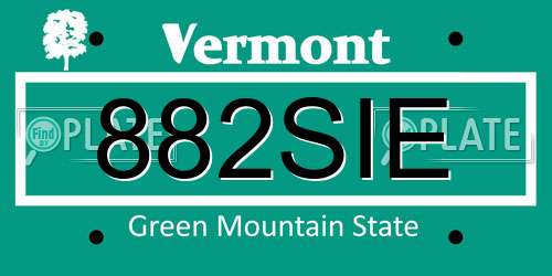882SIE Vermont License Plate