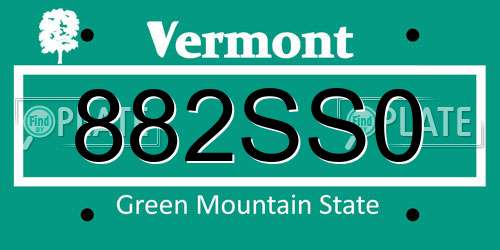 882SS0 Vermont License Plate