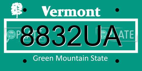 8832UA Vermont License Plate