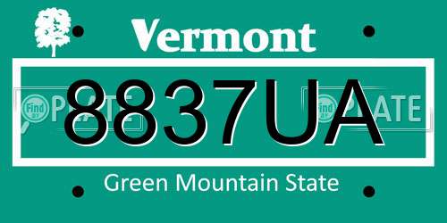8837UA Vermont License Plate