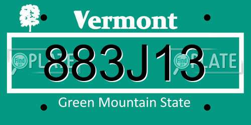 883J13 Vermont License Plate