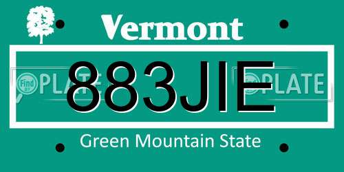 883JIE Vermont License Plate