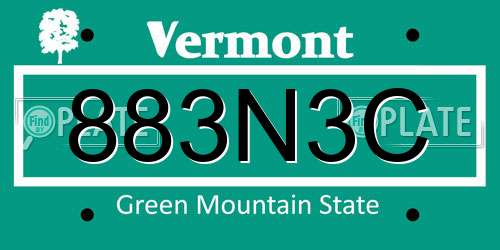883N3C Vermont License Plate
