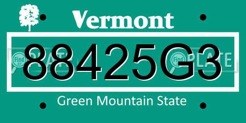88425G3 Vermont License Plate