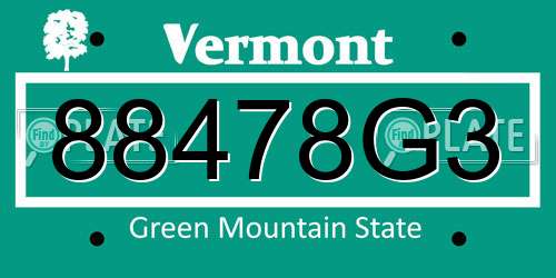 88478G3 Vermont License Plate