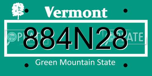 884N28 Vermont License Plate