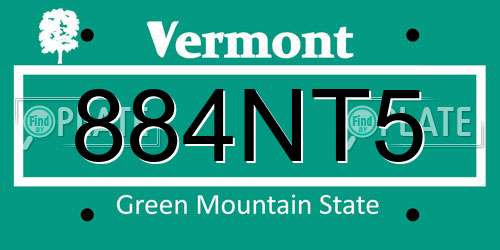 884NT5 Vermont License Plate