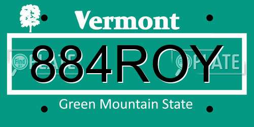 884ROY Vermont License Plate