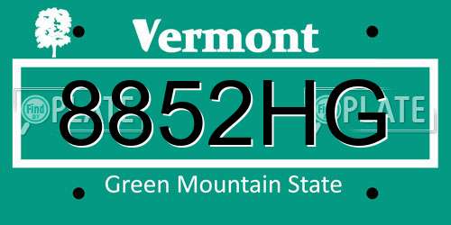 8852HG Vermont License Plate