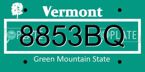 8853BQ Vermont License Plate