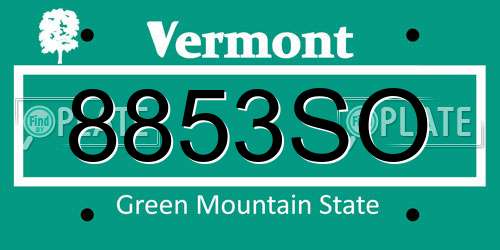 8853SO Vermont License Plate