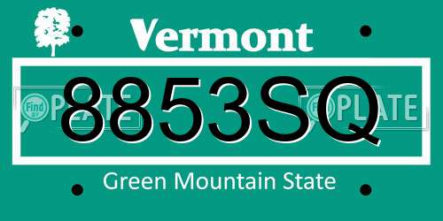 8853SQ Vermont License Plate
