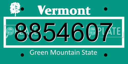 8854607 Vermont License Plate