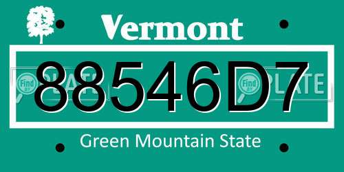 88546D7 Vermont License Plate