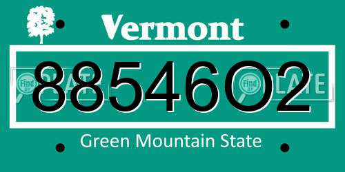 88546O2 Vermont License Plate