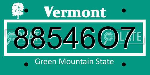 88546O7 Vermont License Plate