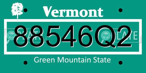 88546Q2 Vermont License Plate