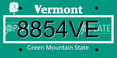 8854VE Vermont License Plate
