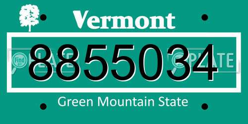 8855034 Vermont License Plate