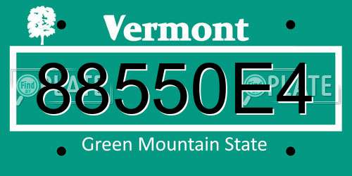 88550E4 Vermont License Plate