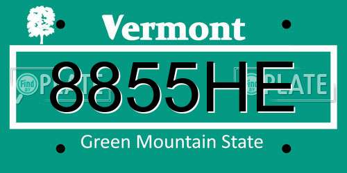 8855HE Vermont License Plate