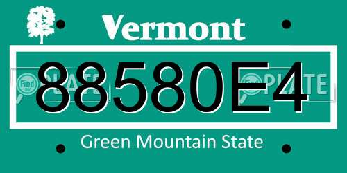 88580E4 Vermont License Plate