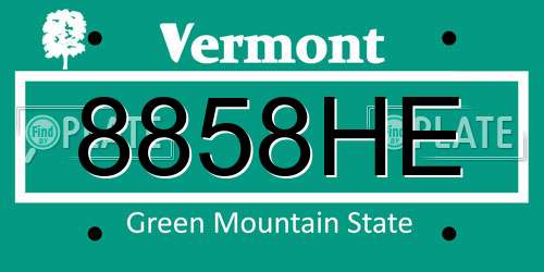 8858HE Vermont License Plate