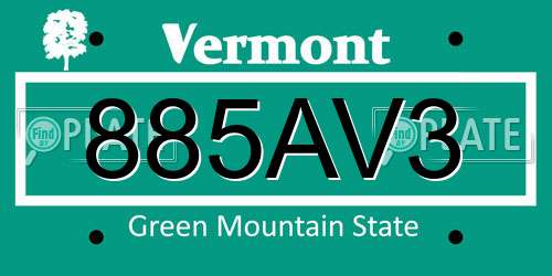 885AV3 Vermont License Plate
