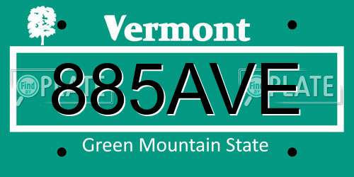 885AVE Vermont License Plate