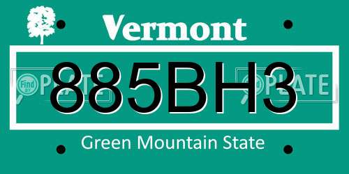 885BH3 Vermont License Plate