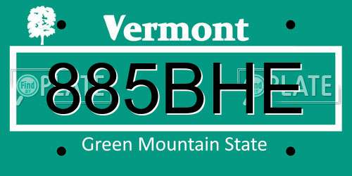 885BHE Vermont License Plate